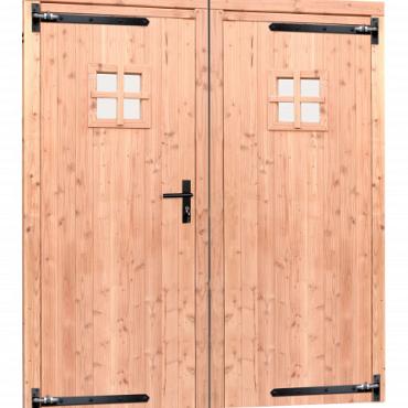 Douglas dubbele 1-ruits deur inclusief kozijn, 168 x 201 cm, onbehandeld.