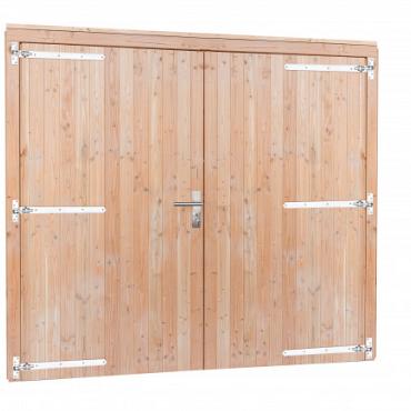 Douglas dubbele deur inclusief kozijn extra breed en hoog, 255 x 209 cm, onbehandeld.