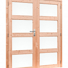 Douglas dubbele 4-ruits deur inclusief kozijn, 168 x 201 cm, onbehandeld.