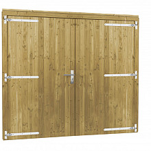 Douglas dubbele deur inclusief kozijn extra breed en hoog, 255 x 209 cm, groen geïmpregneerd.