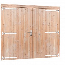 Douglas dubbele deur inclusief kozijn extra breed en hoog, 255 x 209 cm, kleurloos geïmpregneerd.
