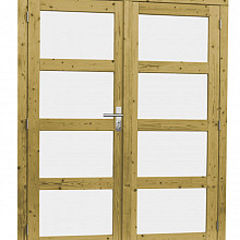 Vuren dubbele 4-ruits deur inclusief kozijn, 168 x 201 cm, groen geïmpregneerd.